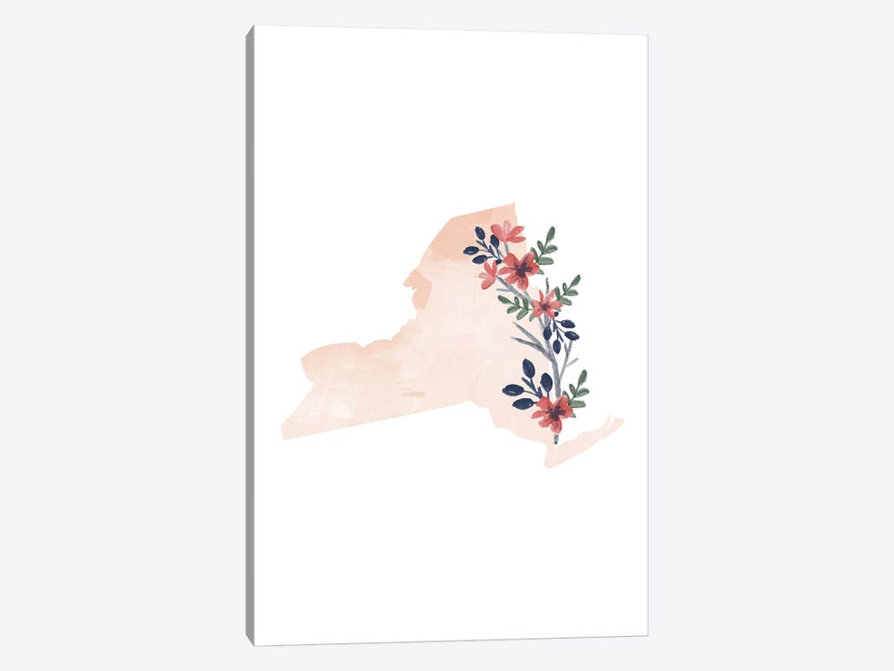 New York Floral Watercolor State by Typologie Paper Co 1-piece Art Print