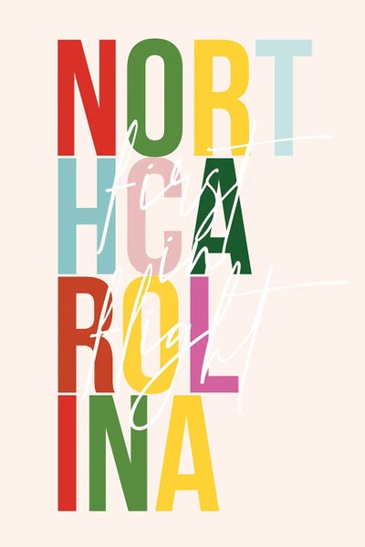 North Carolina "First Flight" Color State by Typologie Paper Co multi panel art