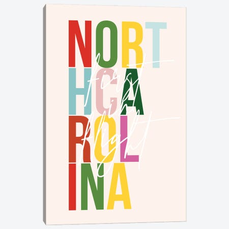 North Carolina "First Flight" Color State Canvas Print #TPP132} by Typologie Paper Co Art Print