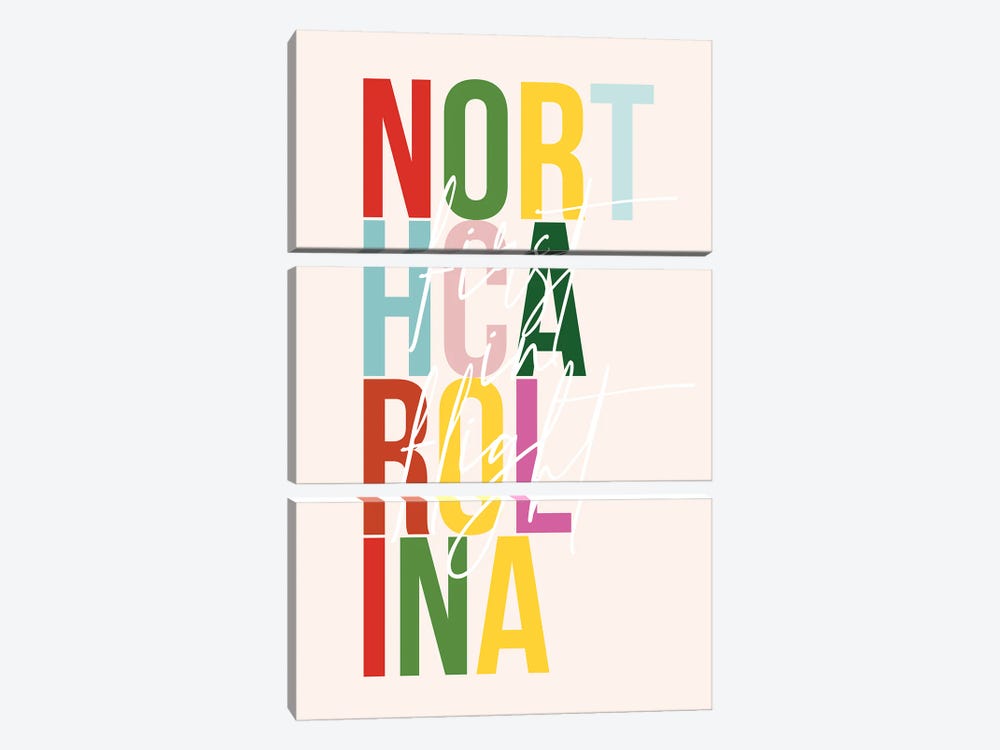 North Carolina "First Flight" Color State by Typologie Paper Co 3-piece Art Print