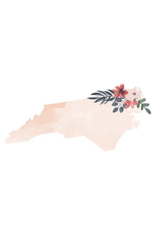 North Carolina Floral Watercolor State