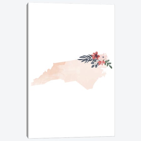 North Carolina Floral Watercolor State Canvas Print #TPP133} by Typologie Paper Co Canvas Print