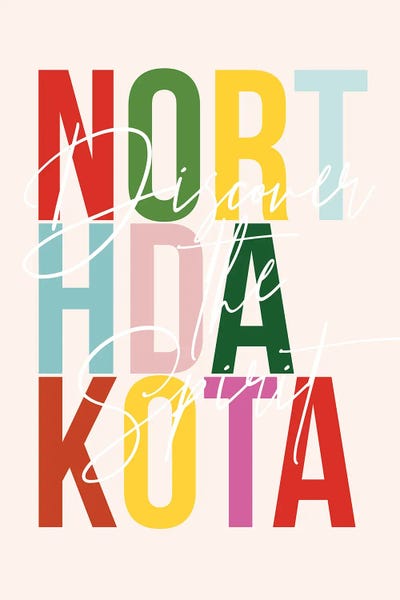North Dakota: North Dakota "Discover The Spirit" Color State by Typologie Paper Co