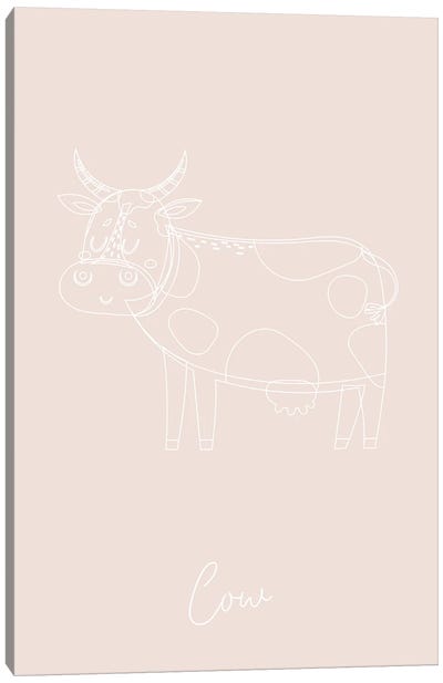 Nursery Cow Line Art Canvas Art Print - Typologie Paper Co