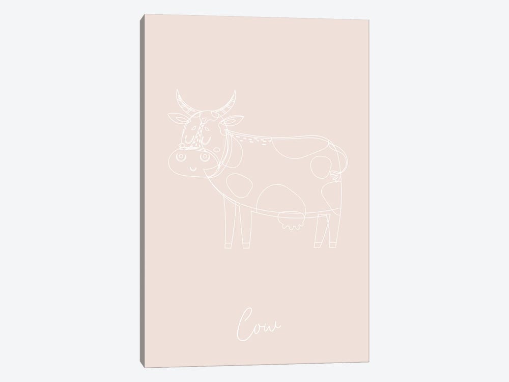 Nursery Cow Line Art by Typologie Paper Co 1-piece Canvas Art
