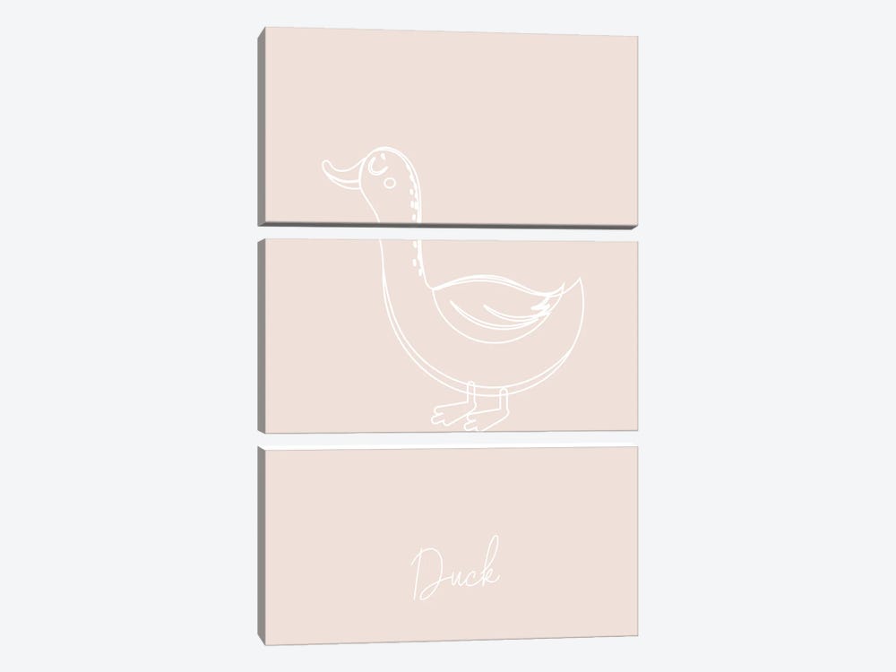 Nursery Duck Line Art by Typologie Paper Co 3-piece Canvas Print