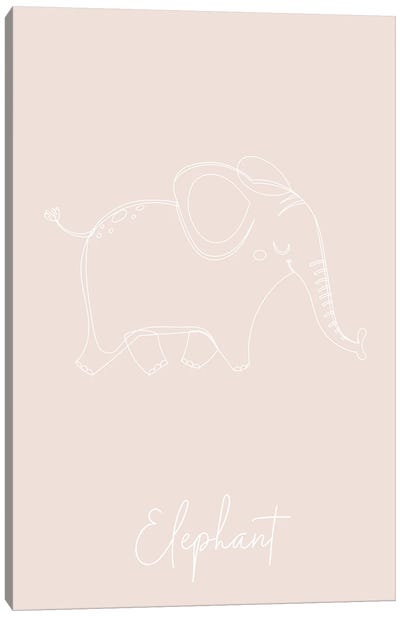 Nursery Elephant Line Art Canvas Art Print - Typologie Paper Co