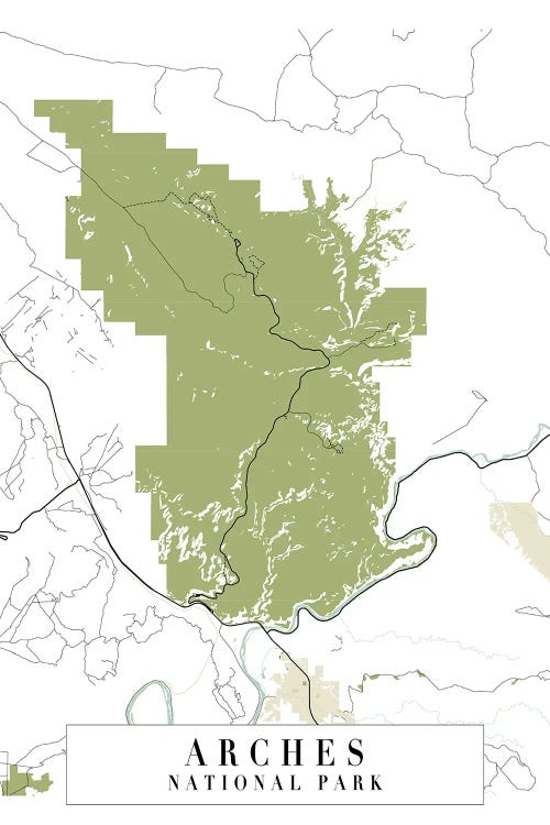 Arches National Park Retro Street Map