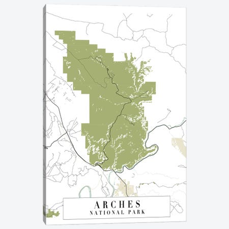 Arches National Park Retro Street Map Canvas Print #TPP13} by Typologie Paper Co Canvas Art Print