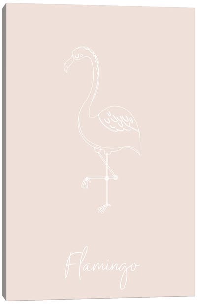 Nursery Flamingo Line Art Canvas Art Print - Typologie Paper Co