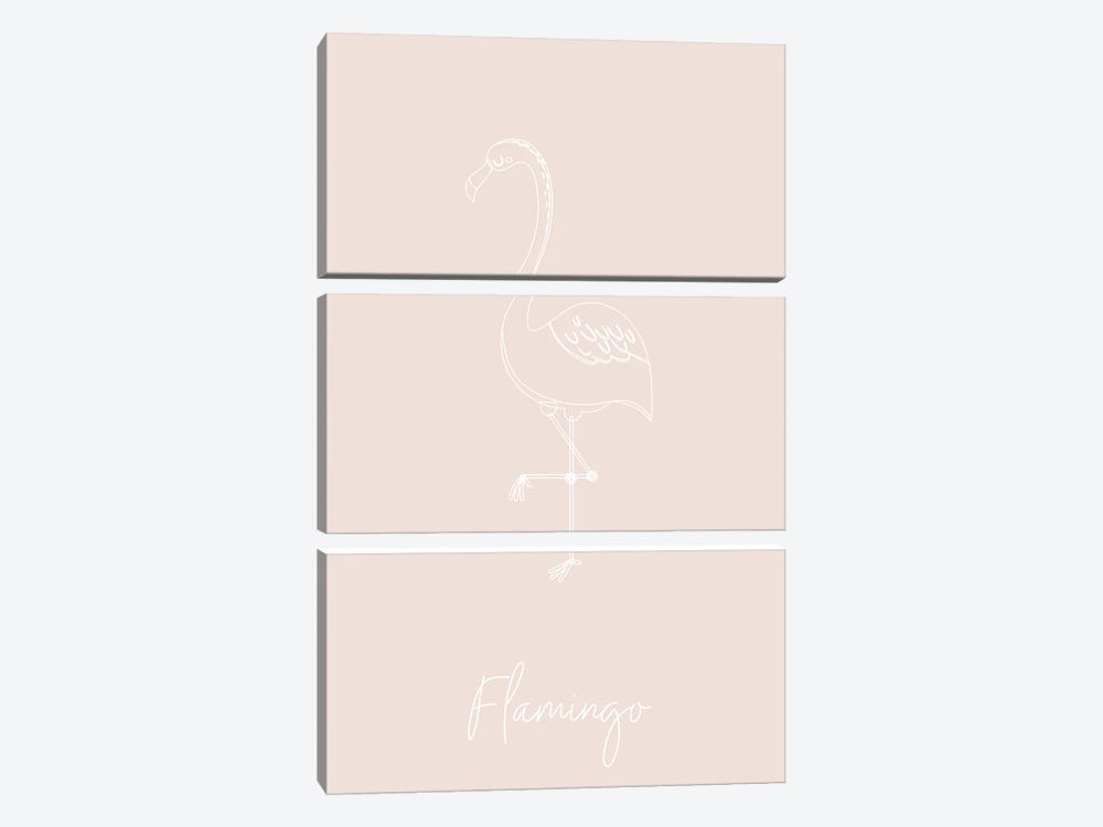 Nursery Flamingo Line Art by Typologie Paper Co 3-piece Canvas Art
