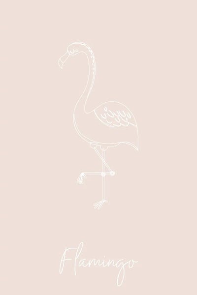 Flamingos: Nursery Flamingo Line Art by Typologie Paper Co
