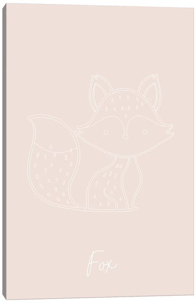 Nursery Fox Line Art Canvas Art Print - Typologie Paper Co
