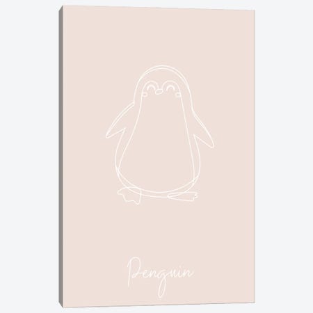 Nursery Penguin Line Art Canvas Print #TPP148} by Typologie Paper Co Canvas Wall Art