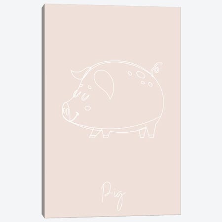 Nursery Pig Line Art Canvas Print #TPP149} by Typologie Paper Co Canvas Artwork