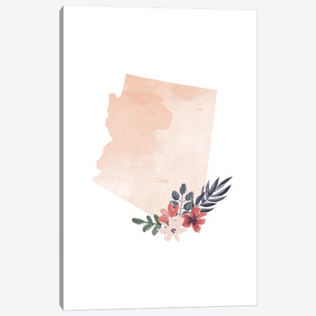 Arizona Floral Watercolor State Canvas Print #TPP14} by Typologie Paper Co Canvas Wall Art