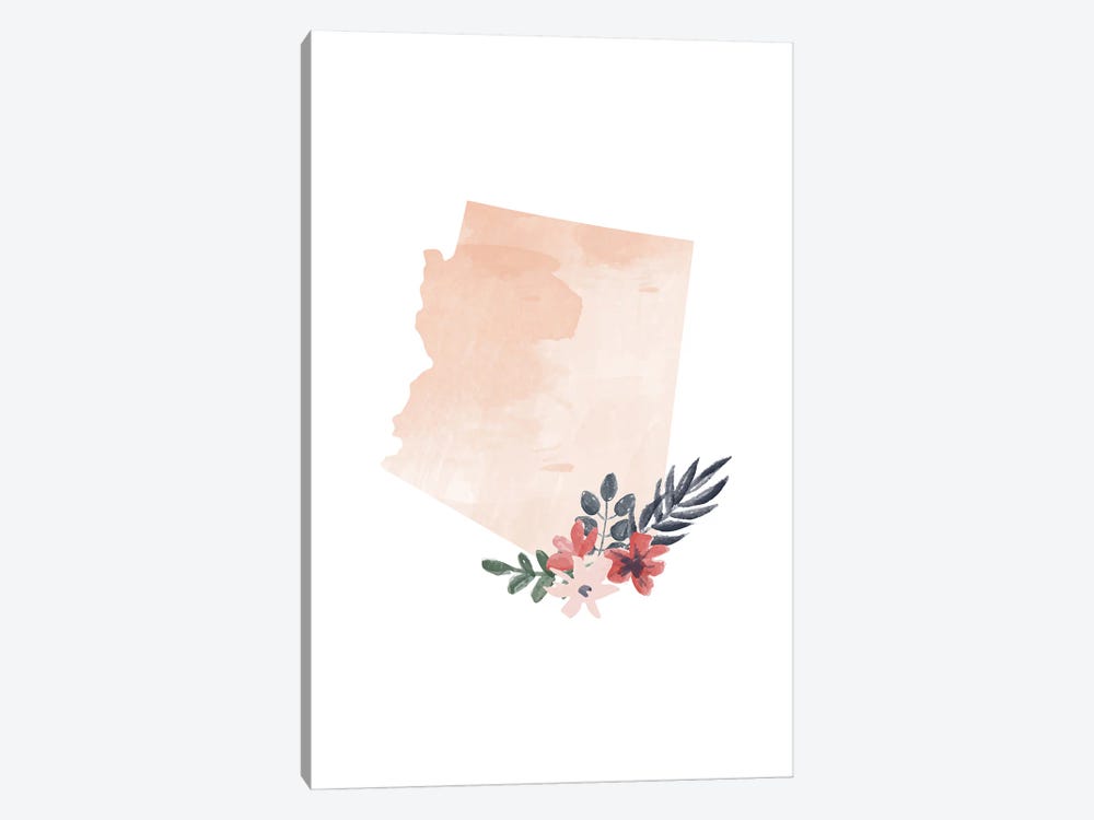 Arizona Floral Watercolor State by Typologie Paper Co 1-piece Canvas Wall Art
