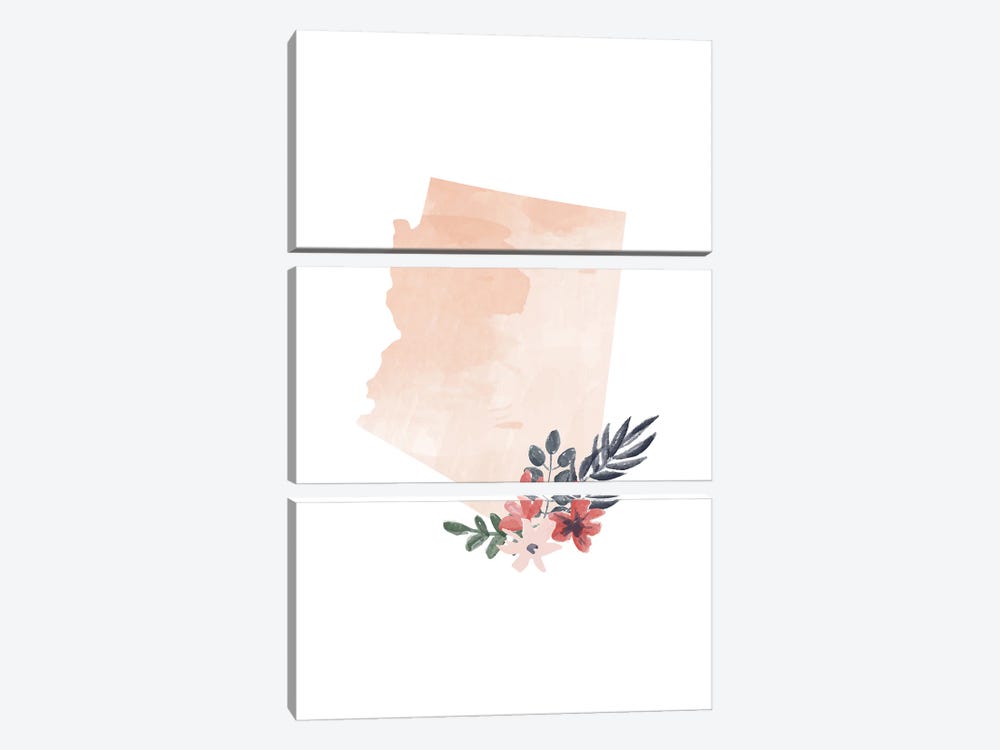 Arizona Floral Watercolor State by Typologie Paper Co 3-piece Canvas Art
