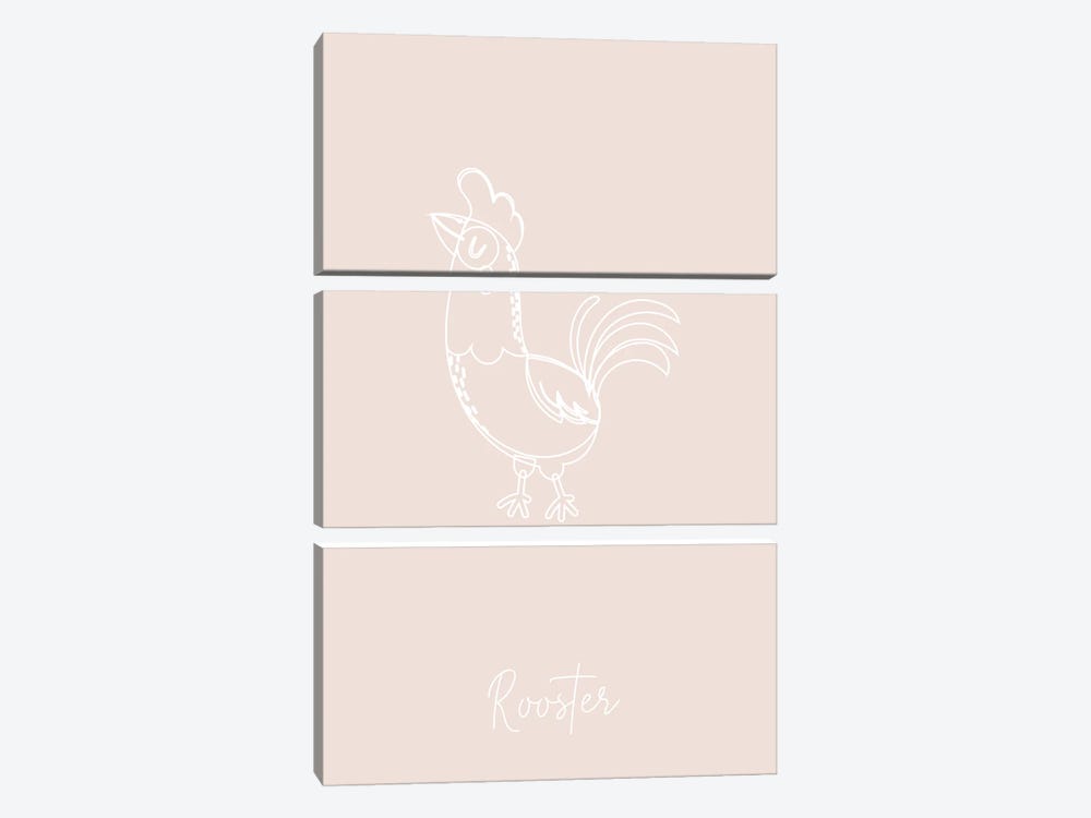 Nursery Rooster Line Art by Typologie Paper Co 3-piece Canvas Print