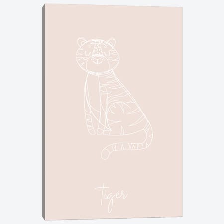 Nursery Tiger Line Art Canvas Print #TPP151} by Typologie Paper Co Art Print