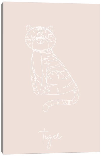 Nursery Tiger Line Art Canvas Art Print - Typologie Paper Co