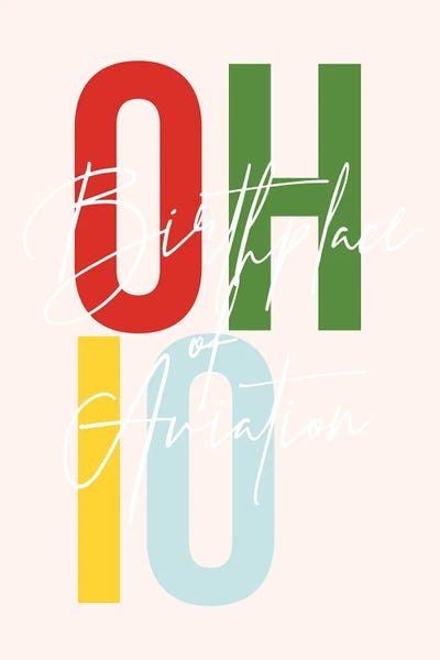 Ohio: Ohio "Birthplace Of Aviation" Color State by Typologie Paper Co