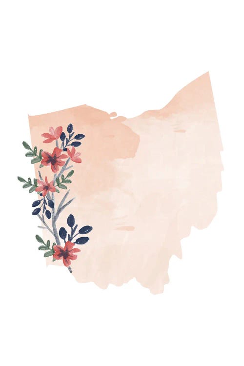 Ohio Floral Watercolor State