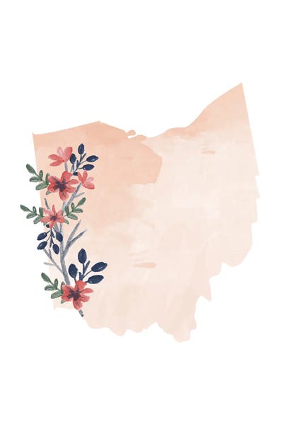 Ohio: Ohio Floral Watercolor State by Typologie Paper Co