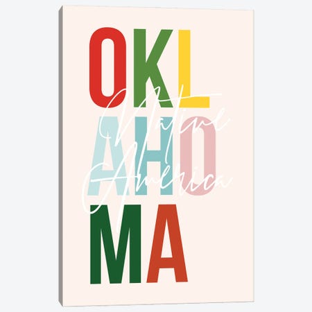 Oklahoma "Native America" Color State Canvas Print #TPP155} by Typologie Paper Co Canvas Wall Art