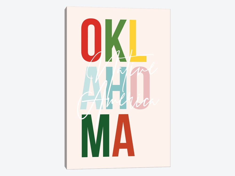 Oklahoma "Native America" Color State by Typologie Paper Co 1-piece Canvas Wall Art