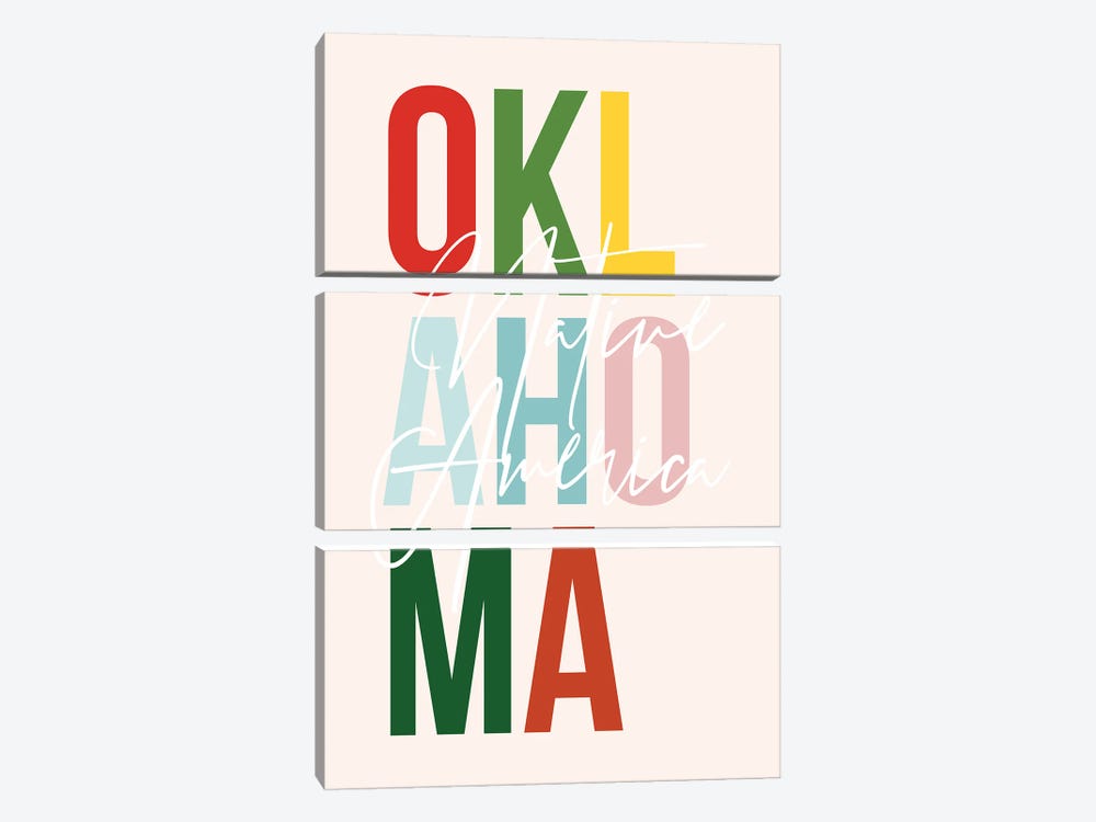Oklahoma "Native America" Color State by Typologie Paper Co 3-piece Canvas Art