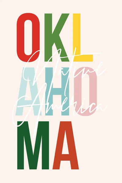 Oklahoma: Oklahoma "Native America" Color State by Typologie Paper Co