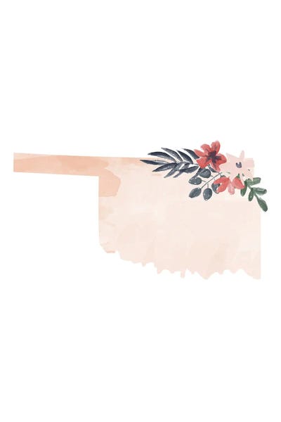 Oklahoma Floral Watercolor State by Typologie Paper Co art print