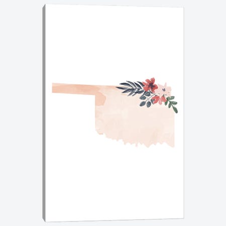Oklahoma Floral Watercolor State Canvas Print #TPP156} by Typologie Paper Co Canvas Art