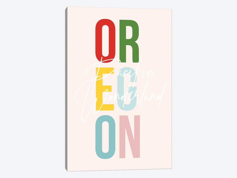 Oregon "Pacific Wonderland" Color State by Typologie Paper Co 1-piece Art Print