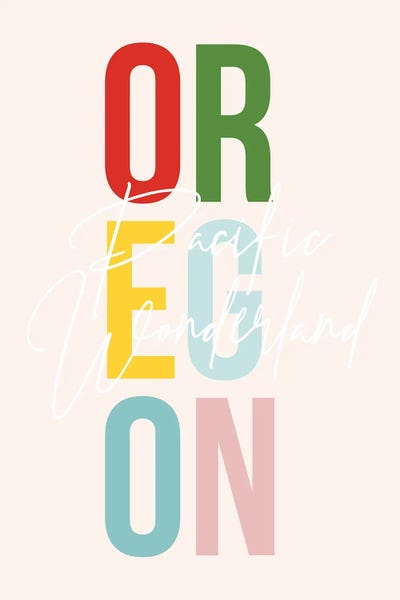 Oregon: Oregon "Pacific Wonderland" Color State by Typologie Paper Co