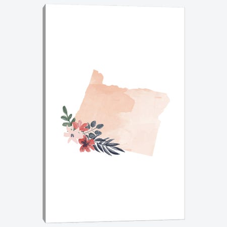 Oregon Floral Watercolor State Canvas Print #TPP159} by Typologie Paper Co Canvas Art Print