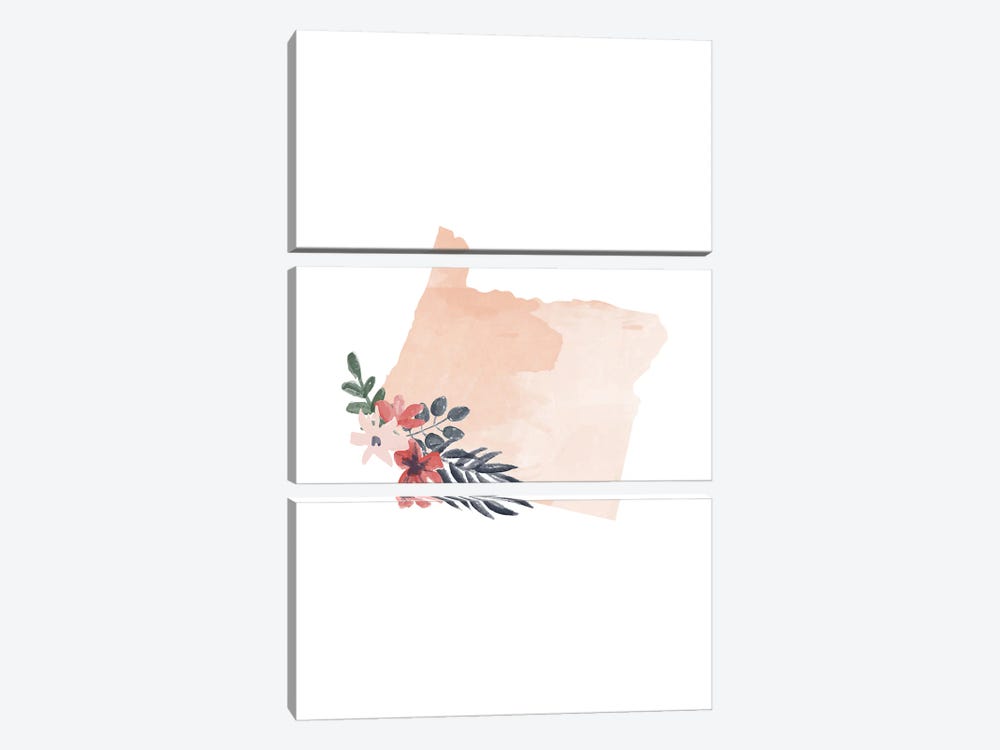 Oregon Floral Watercolor State by Typologie Paper Co 3-piece Canvas Artwork