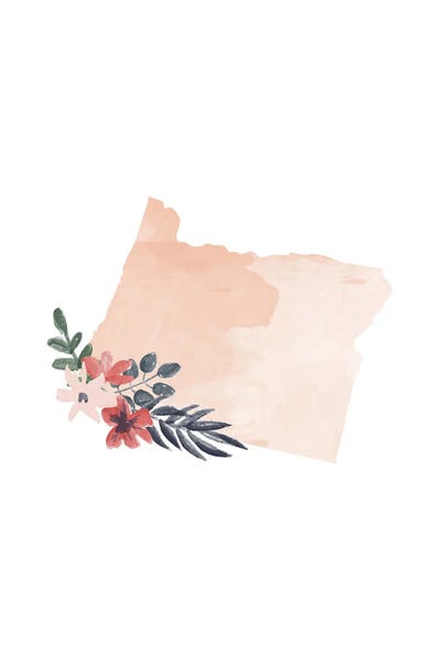 Oregon: Oregon Floral Watercolor State by Typologie Paper Co