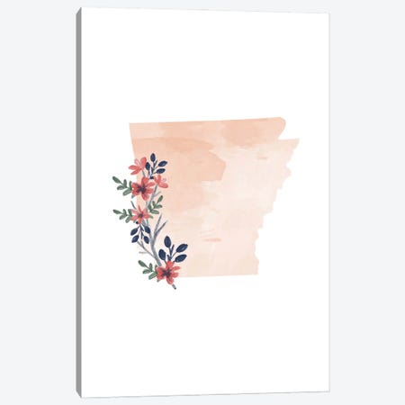 Arkansas Floral Watercolor State Canvas Print #TPP15} by Typologie Paper Co Canvas Artwork