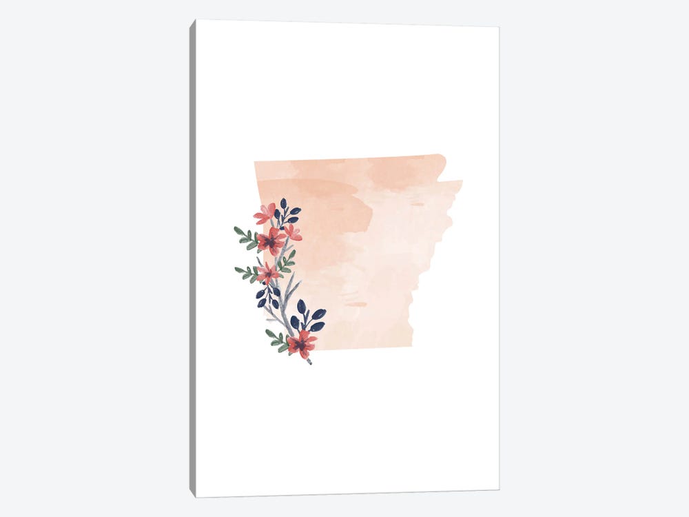 Arkansas Floral Watercolor State by Typologie Paper Co 1-piece Art Print