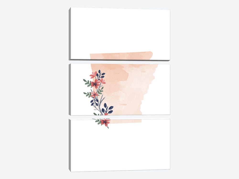 Arkansas Floral Watercolor State by Typologie Paper Co 3-piece Art Print