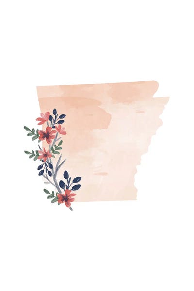 Arkansas: Arkansas Floral Watercolor State by Typologie Paper Co