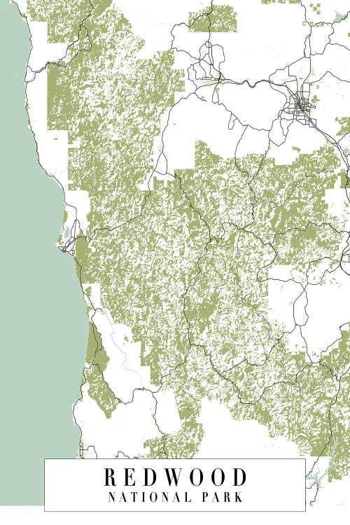 Redwood National Park Retro Street Map