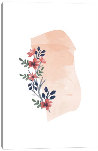 Rhode Island Floral Watercolor State Canvas Art Print - Typologie Paper Co