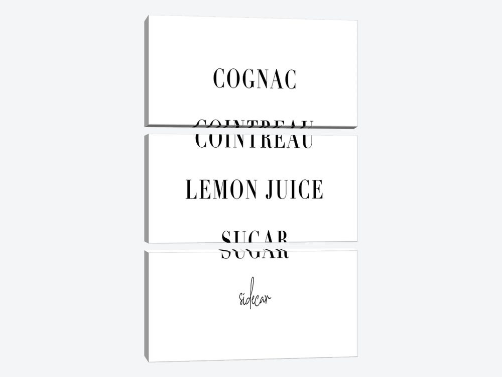 Sidecar Cocktail Recipe by Typologie Paper Co 3-piece Canvas Art