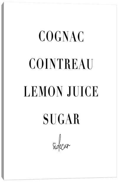 Sidecar Cocktail Recipe Canvas Art Print - Typologie Paper Co