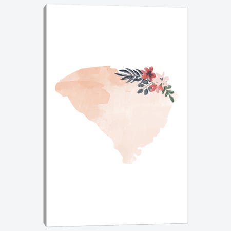 South Carolina Floral Watercolor State Canvas Print #TPP169} by Typologie Paper Co Canvas Artwork