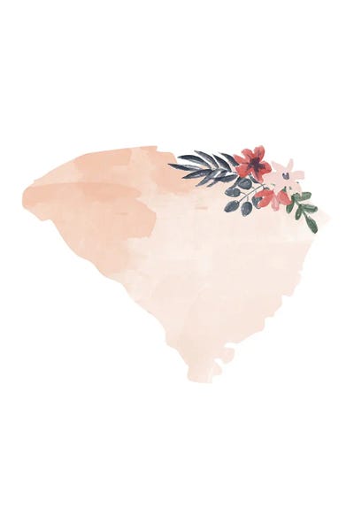 South Carolina: South Carolina Floral Watercolor State by Typologie Paper Co