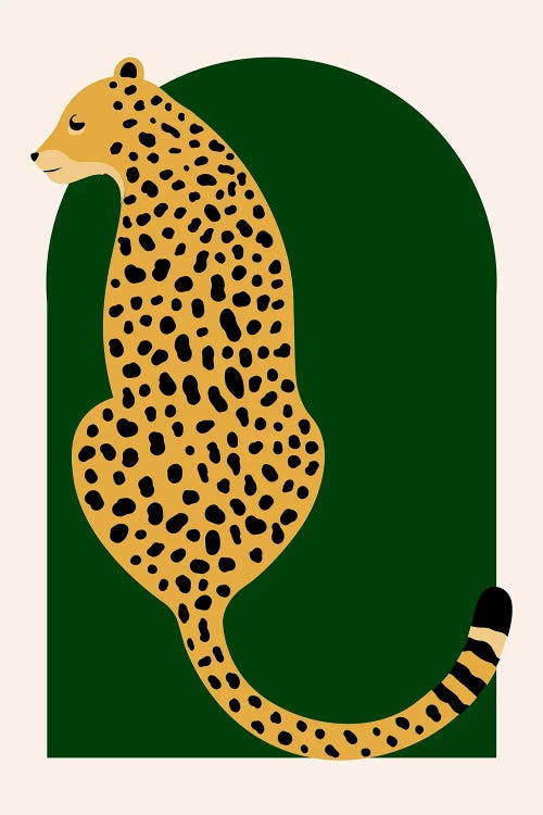 Boho Jungle Green Vintage Arch Oversized Leopard by Typologie Paper Co wall art